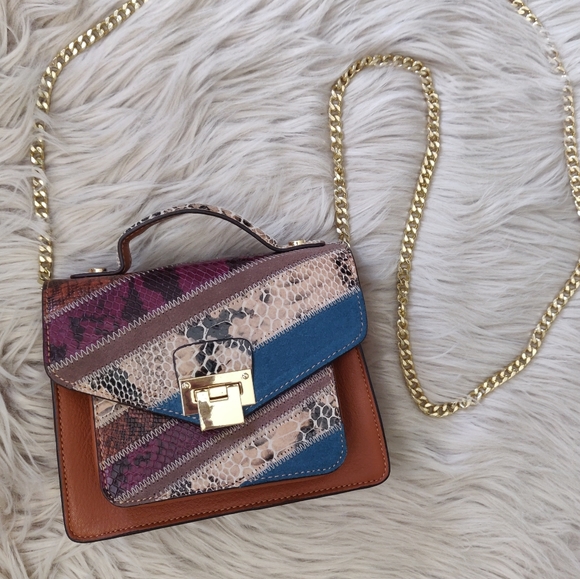 Sam Edelman Mini Crossbody Kylie Patchwork Brown - Picture 4 of 12